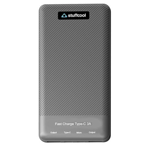Stuffcool Type-C 3A Fast Charge 10000mAh Li Polymer Power Bank for Smartphones - Textured Housing –
