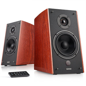 Edifier R2000DB Powered Bluetooth Bookshelf Speakers - Near-Field Studio Monitors - Optical Input - 5 inch Subwoofer - 120 Watts RMS - Wood Grain