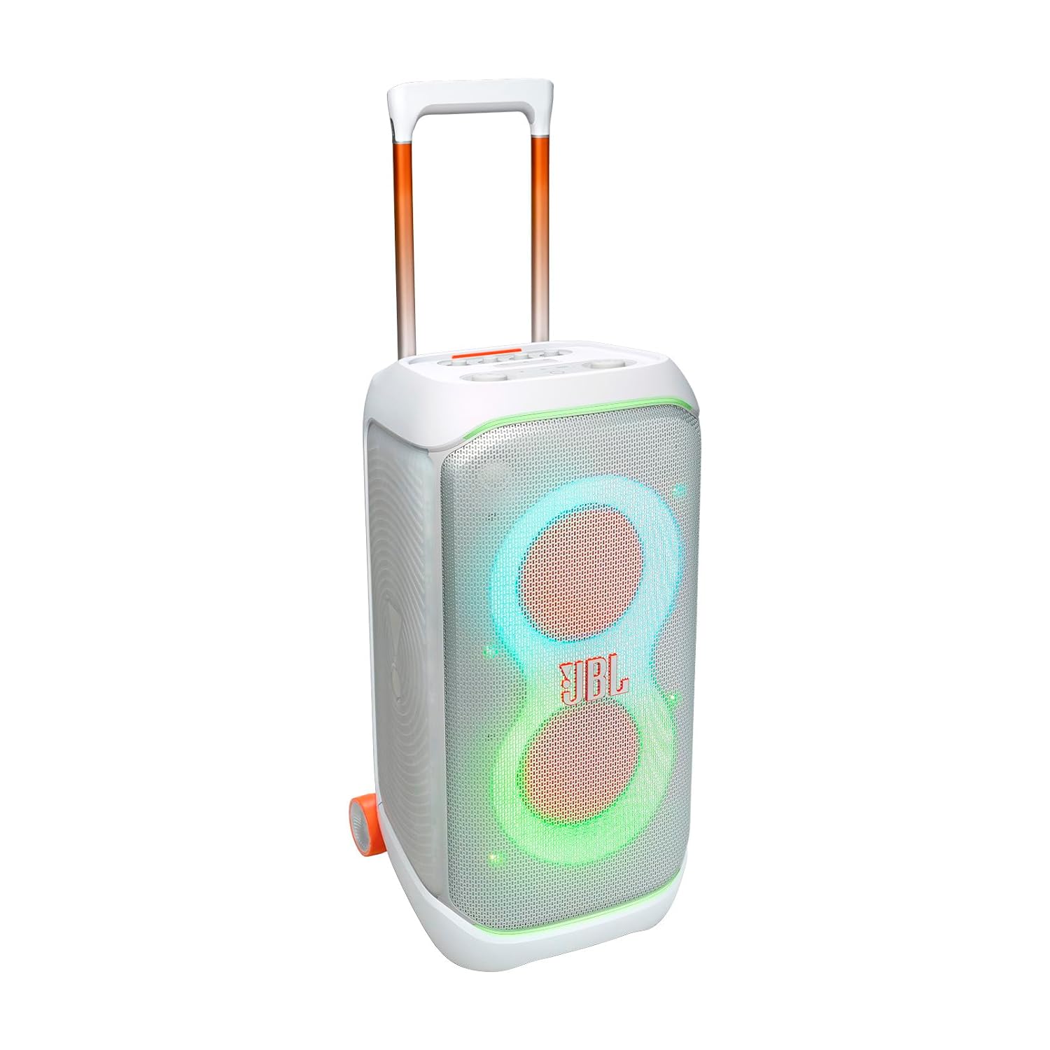 JBL Partybox 320 White Color, Portable Bluetooth 240W Party Speaker, Futuristic Light Show, Telescopic Handle & Wheels, Dual Guitar & Mic Inputs (Copy)