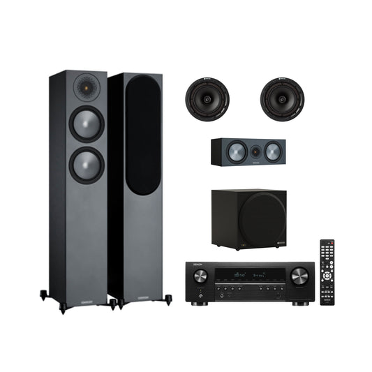 Monitor Audio bronze 200 with Denon AVR-X580BT - 5.1 Home Theater Package