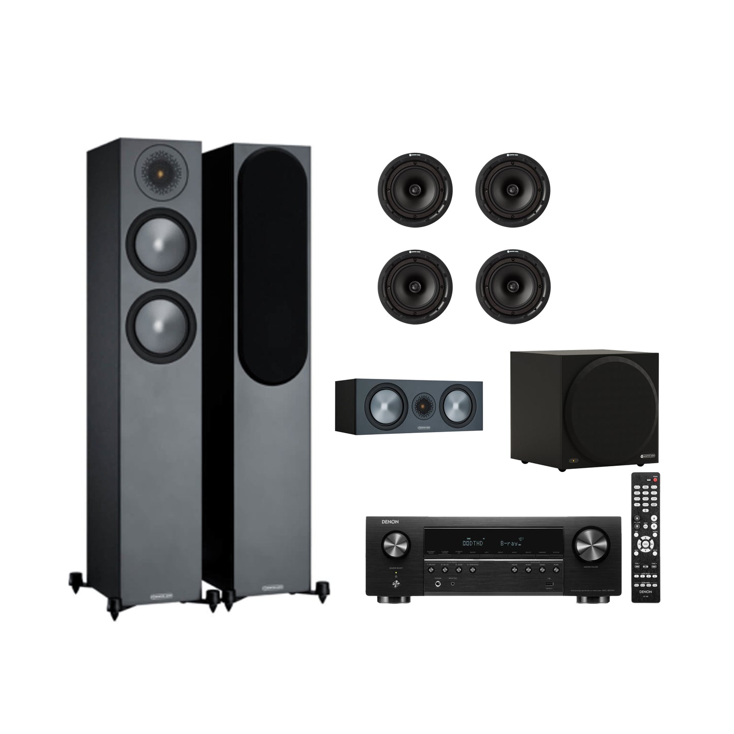 Monitor Audio bronze 200 with Denon AVR-X1700H - 7.1 ATMOS Home Theater Package