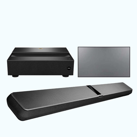 BenQ V6000 & 100" ALR Screen with Bowers and Wilkins Panorama 3 ATMOS Soundbar Combo